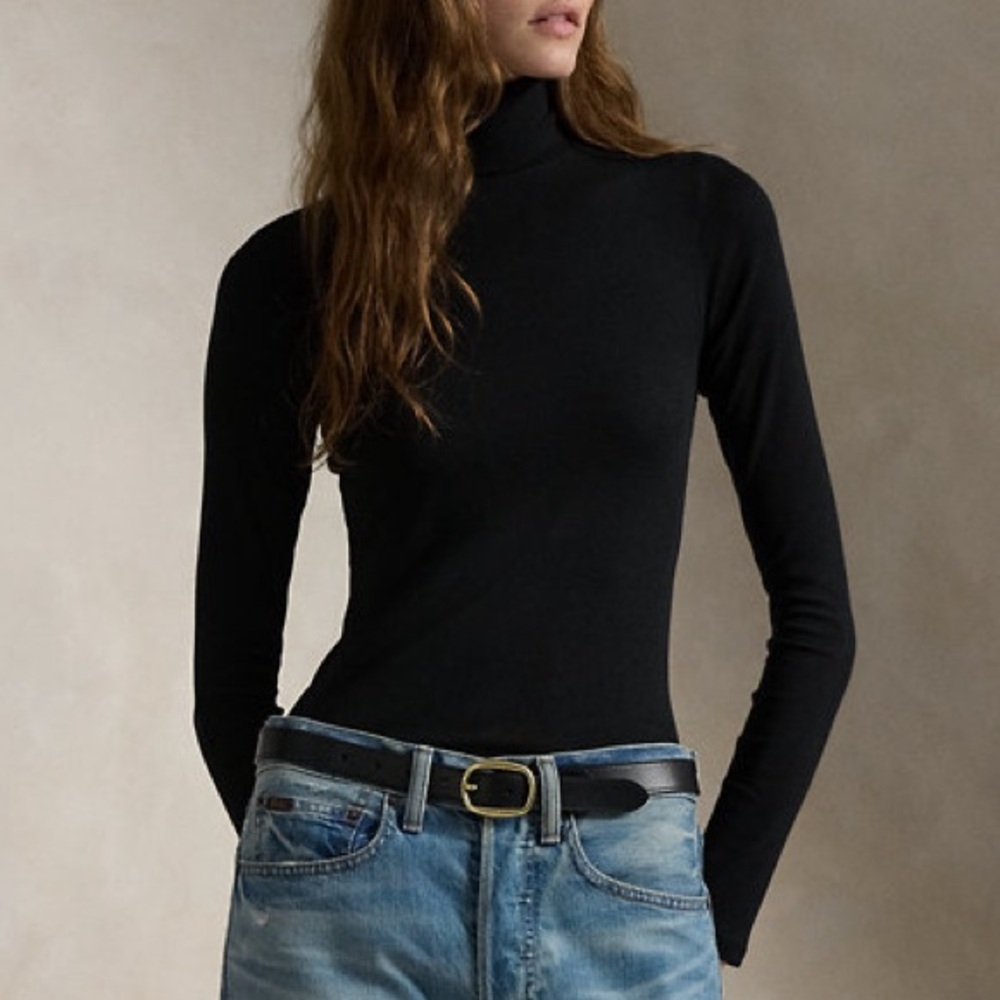 NWT Polo Ralph Lauren Stretch Ribbed Turtleneck Black Long Sleeve Women's XXL